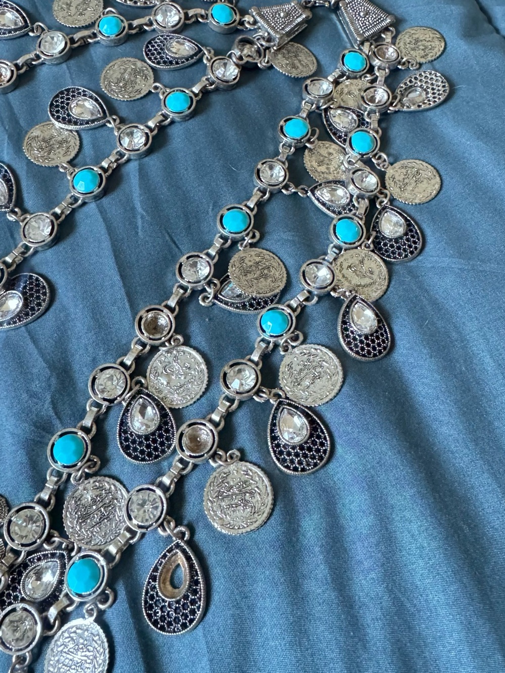 Handmade Boho Gypsy Coin Belt / Statement Necklace • Santa Barbara Antique Find - Picture 8 of 10